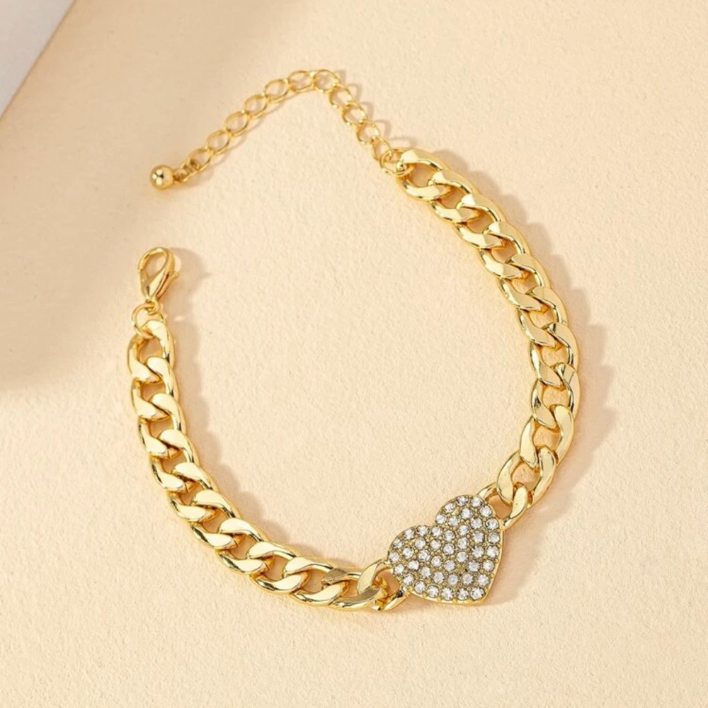 Rhinestone Heart Decor Bracelet Gift Party Love Beautiful Jewelry - Picture 2 of 4